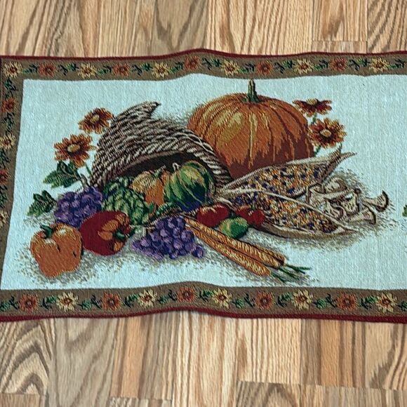 68” Tapestry Fall Autumn Table Runner, harvest, Vintage - Picture 2 of 2